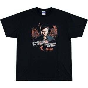 Dexter TV Show Promo Graphic T-Shirt Mens XL 2013 Series‎ Blood Wings Black Rare